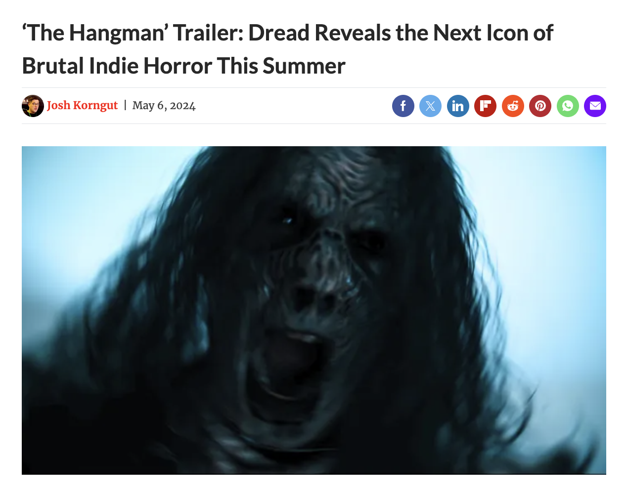 ‘The Hangman’ Trailer: Dread Reveals the Next Icon of Brutal Indie Horror This Summer
